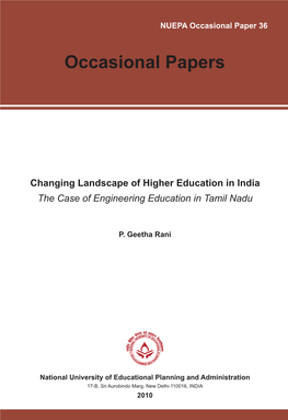 Framework of the Paper on Higher Education in Tamil Nadu