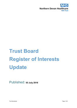 Trust Board Register of Interests Update