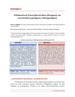 El Balneario De Paracuellos De Jiloca (Zaragoza): Sus Características Geológicas E Hidrogeológicas