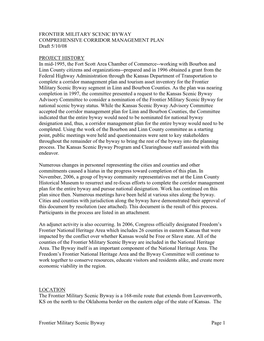 FRONTIER MILITARY SCENIC BYWAY COMPREHENSIVE CORRIDOR MANAGEMENT PLAN Draft 5/10/08