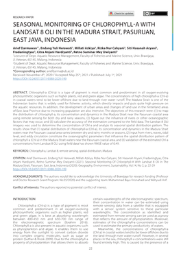 Seasonal Monitoring of Chlorophyll-A with Landsat 8 Oli in the Madura Strait, Pasuruan, East Java, Indonesia