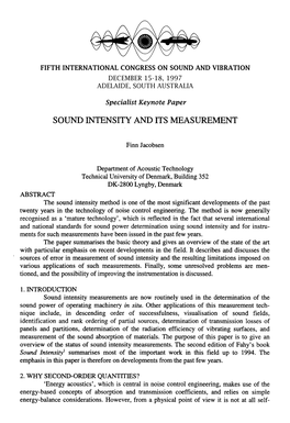 Sound Intensity and Its Measurement