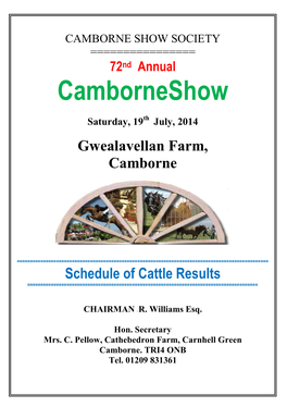 CAMBORNE SHOW SOCIETY ======72Nd Annual