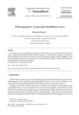 Polycategories Via Pseudo-Distributive Laws