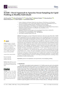 SLIDE—Novel Approach to Apocrine Sweat Sampling for Lipid Profiling in Healthy Individuals