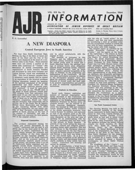 INFORMATION ISSUED by the ASSOCIATION of JEWISH REFUGEES IM GREAT BRITAIN a FAIRFAX MANSIONS