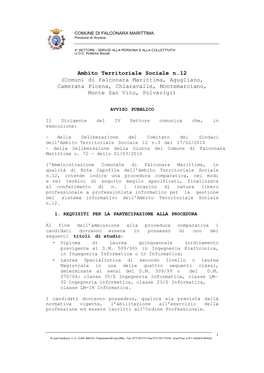 Ambito Territoriale Sociale N.12 (Comuni Di Falconara Marittima, Agugliano, Camerata Picena, Chiaravalle, Montemarciano, Monte San Vito, Polverigi)