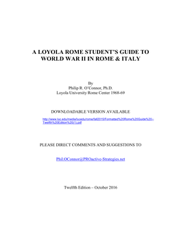 A Loyola Rome Student's Guide to World War II in Rome and Italy