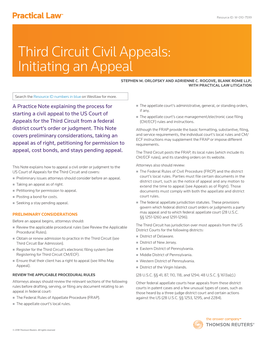 Third Circuit Civil Appeals: Initiating an Appeal