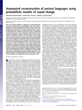 Automated Reconstruction of Ancient Languages Using Probabilistic Models of Sound Change