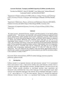 Accurate Electronic, Transport, and Bulk Properties of Gallium Arsenide (Gaas)