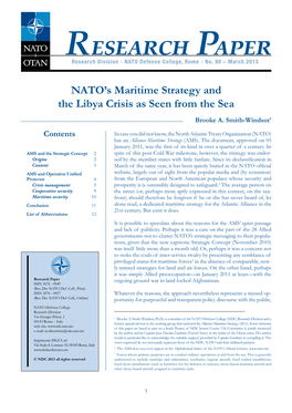 NATO's Maritime Strategy and the Libya Crisis As Seen from The