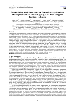 Sustainability Analysis of Superior Horticulture Agribusiness Development in East Sumba Regency, East Nusa Tenggara Province, Indonesia