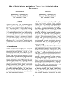 Gist: a Mobile Robotics Application of Context-Based Vision in Outdoor Environment