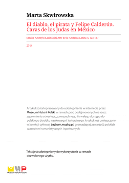 Marta Skwirowska El Diablo, El Pirata Y Felipe Calderón. Caras De Los Judas En México