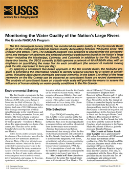 Monitoring the Water Quality of the Nation's Large Rivers Rio Grande NASQAN Program