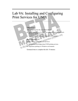 Lab 9A: Installing and Configuring Print Services for UNIX