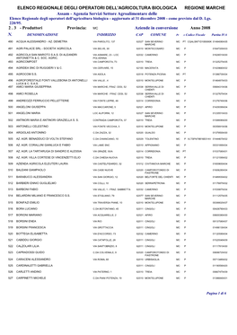 Elenco Regionale Degli Operatori Dell'agricoltura