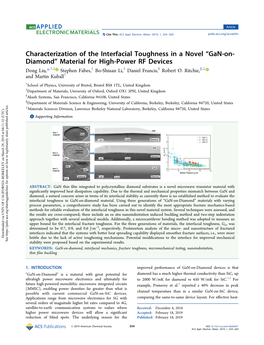 Characterization of the Interfacial Toughness in a Novel “Gan-On-Diamond” Material for High-Power RF Devices