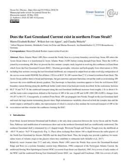 Does the East Greenland Current Exist in Northern Fram Strait?