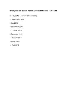 Brompton-On-Swale Parish Council Minutes – 2015/16