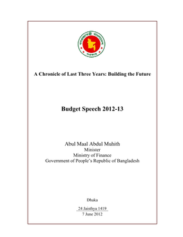 Budget Speech 2012-2013