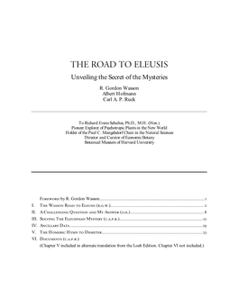 The Road to Eleusis: Unveiling the Secret of the Mysteries