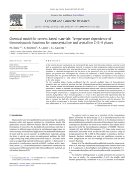 Chemical Model for Cement-Based Materials: Temperature Dependence of Thermodynamic Functions for Nanocrystalline and Crystalline C–S–H Phases