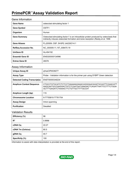 Primepcr™Assay Validation Report