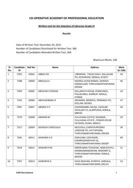 Co-Operative Academy of Professional Education