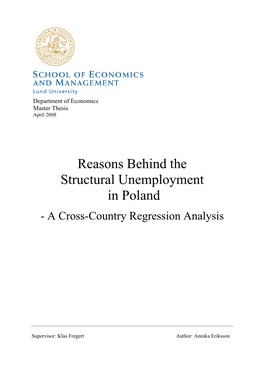 Reasons Behind the Structural Unemployment in Poland