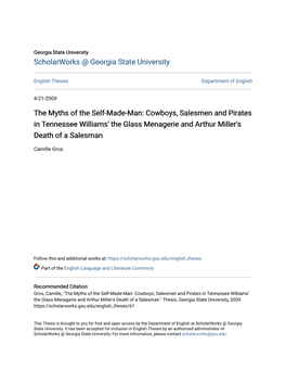 The Myths of the Self-Made-Man: Cowboys, Salesmen and Pirates in Tennessee Williams' the Glass Menagerie and Arthur Miller's Death of a Salesman