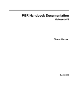 PGR Handbook Documentation Release 2019