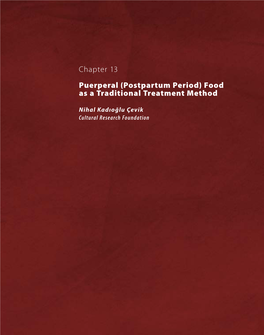 Chapter 13 Puerperal (Postpartum Period) Food As a Traditional Treatment Method