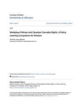 Workplace Policies and Canadian Cannabis Rights: a Policy Learning Comparison for Windsor