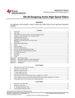 OA-26 Designing Active High Speed Filters