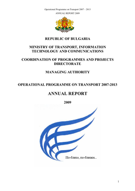 Annual Report 2009 of Operational Programme Transport 2007-2013