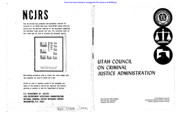 UTAH Council on C'riminal JUSTICE ADMINISTRATION