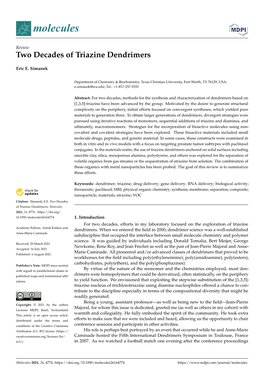 Two Decades of Triazine Dendrimers