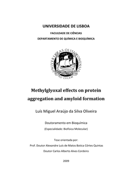 Methylglyoxal Effects on Protein Aggregation and Amyloid Formation