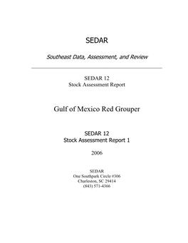 SEDAR Gulf of Mexico Red Grouper