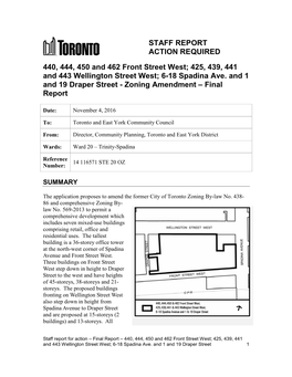 440, 444, 450 and 462 Front Street West; 425, 439, 441 and 443 Wellington Street West; 6-18 Spadina Ave