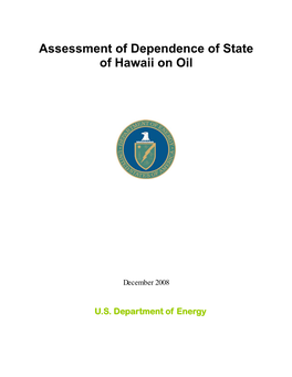 Assessment of Dependence of State of Hawaii on Oil