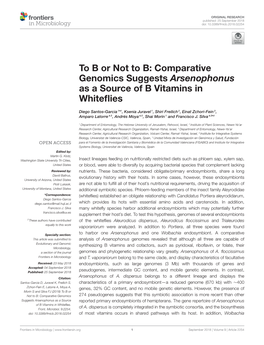 To B Or Not to B: Comparative Genomics Suggests Arsenophonus As a Source of B Vitamins in Whiteflies