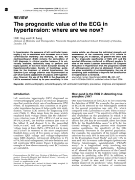 The Prognostic Value of the ECG in Hypertension: Where Are We Now?