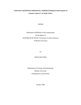 Laboratory and Field Host Utilization of Three Biological Control Agents Of