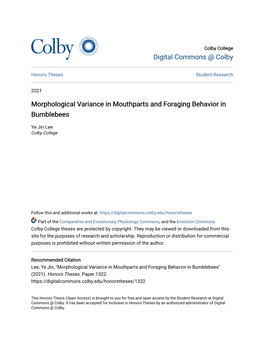 Morphological Variance in Mouthparts and Foraging Behavior in Bumblebees