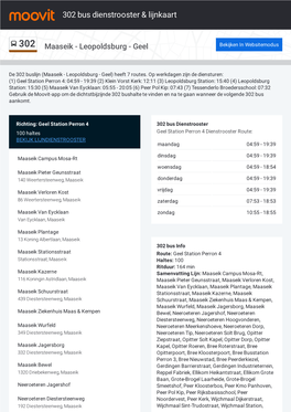 302 Bus Dienstrooster & Lijnroutekaart