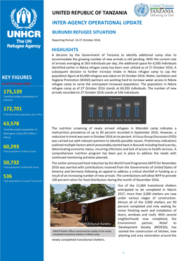 United Republic of Tanzania Inter-Agency Operational Update Key Figures 175,139 172,701 63,578 60,293 50,732