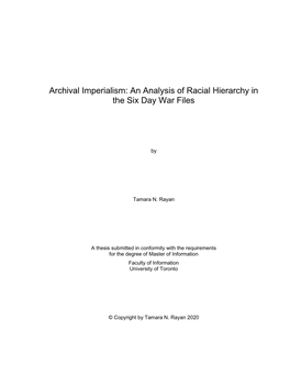 An Analysis of Racial Hierarchy in the Six Day War Files